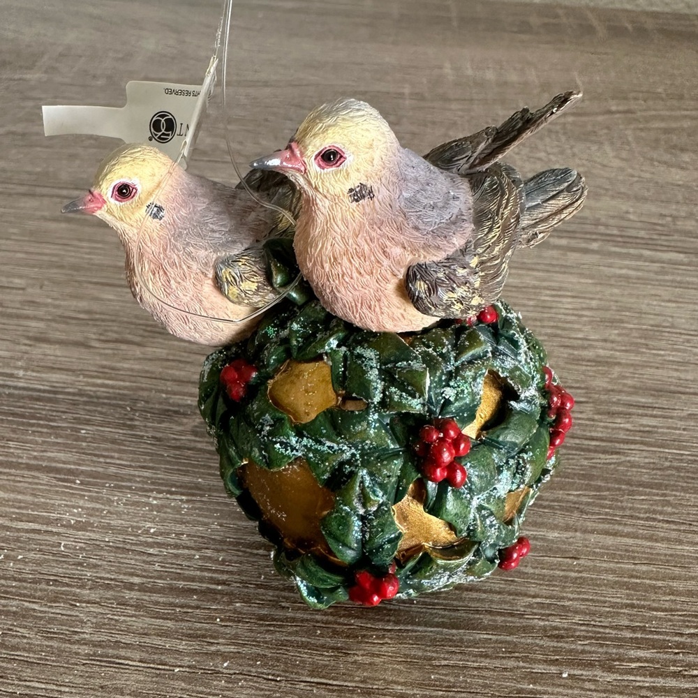 Decorative Bird Ornament with Green and Gold Accents